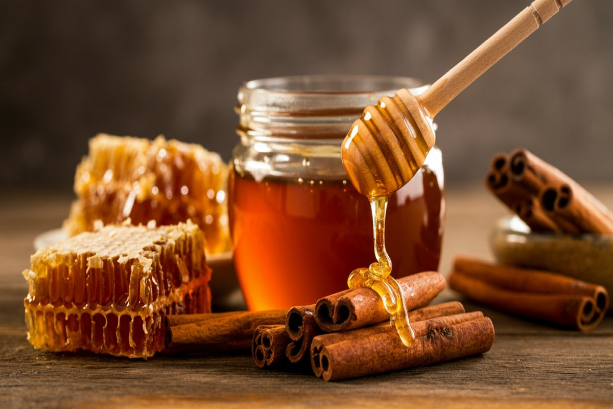 Honey and cinnamon sticks beautiful food photography