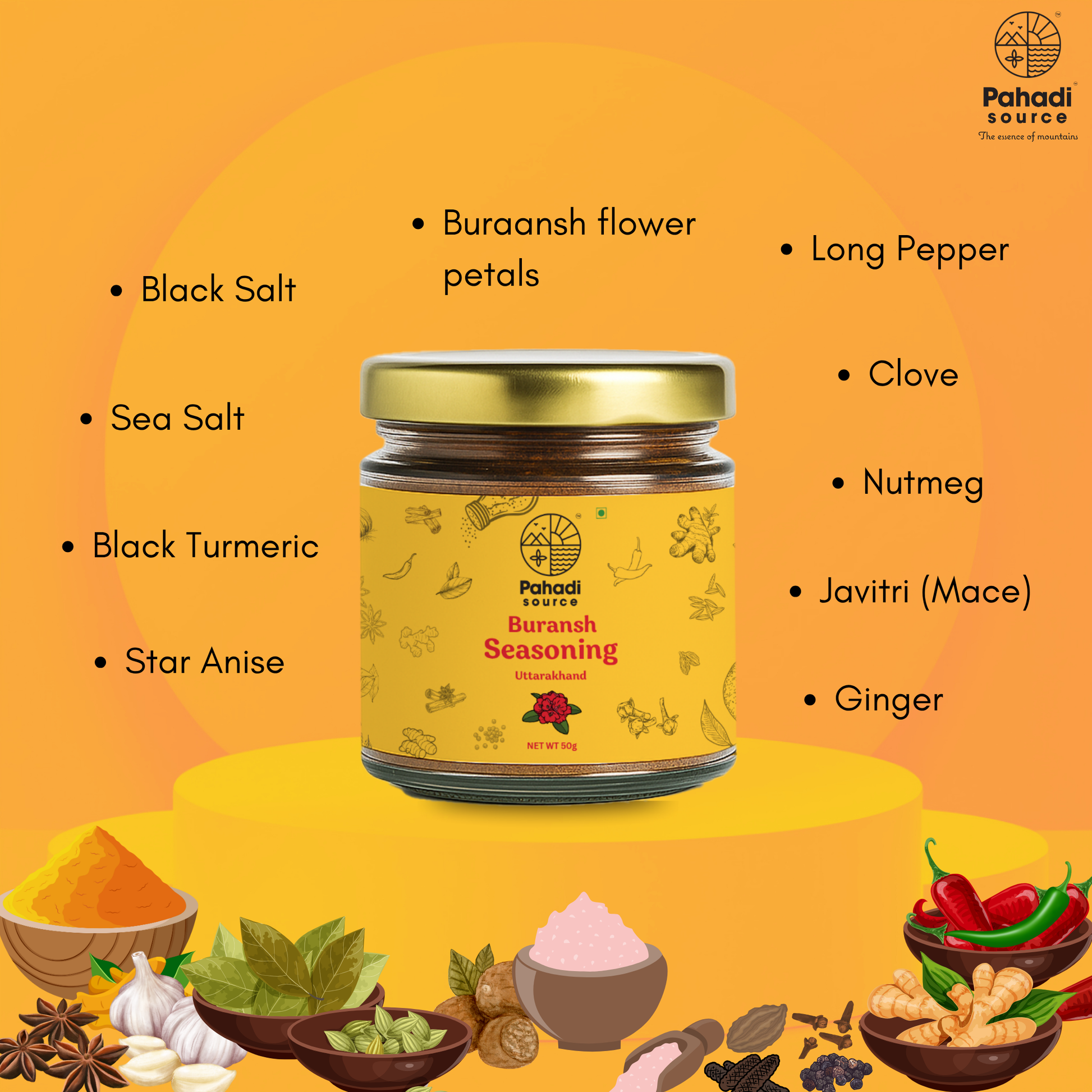 Buransh Seasoning by Pahadi Source | 50gm