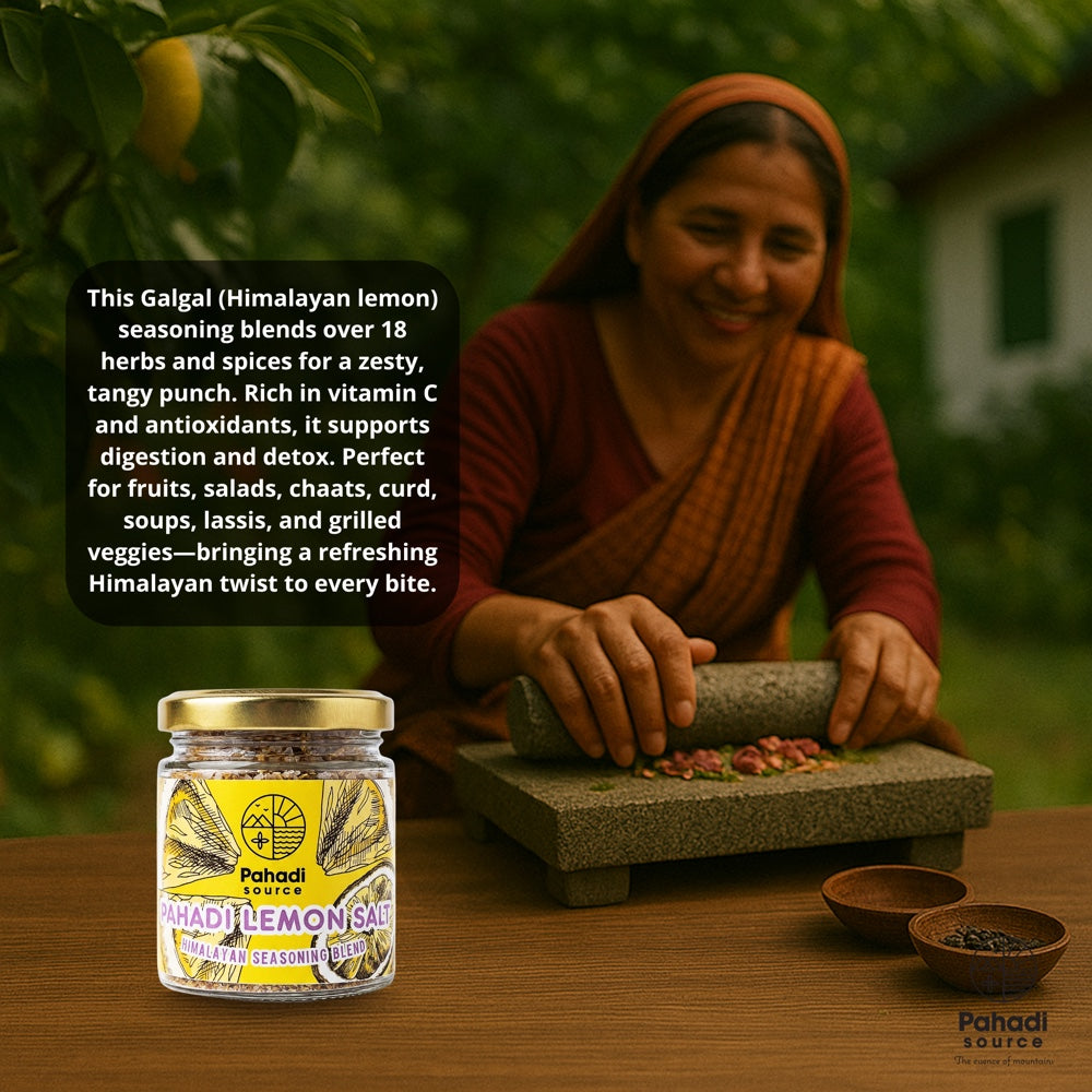 Pahadi Lemon Salt - traditional Himalayan preparation with mortar and pestle