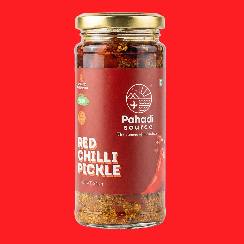 Pahadi Source Red Chilli Pickle jar — 245g spicy Himalayan achaar